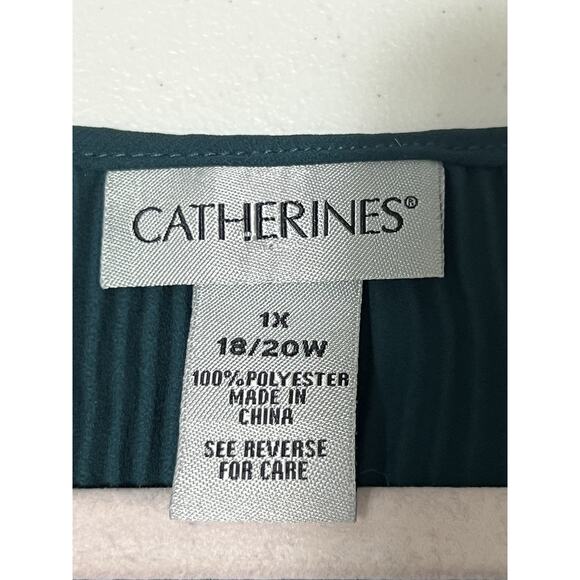 Catherine’s Woman’s Plus Size 1X Cold Shoulder, Stretchy, Emerald Green Blouse - Picture 5 of 8